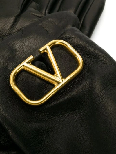 Shop Valentino Vlogo Gloves In Black