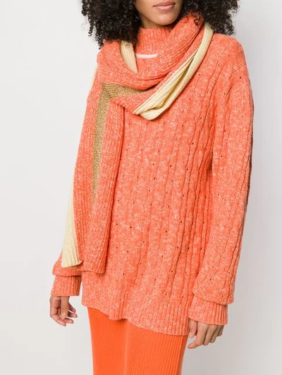 Shop Cashmere In Love Oversized Striped Scarf In Orange