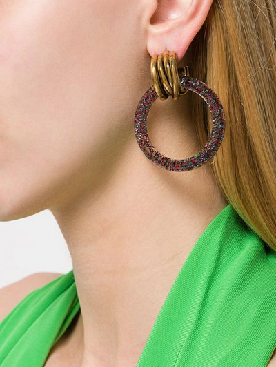 Shop Balenciaga Glitter-effect Hoop Earrings In Pink