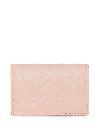 Shop Burberry Monogram Leather Card Case In Pink