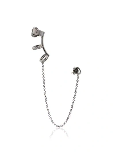 Shop Loree Rodkin 18k White Gold And Diamond Triple Bar Quatre Earrings In Metallic