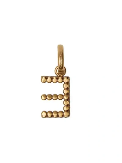 Shop Burberry Crystal ‘e' Alphabet Charm In Gold