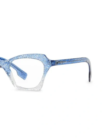 Shop Burberry Glitter Detail Butterfly Optical Frames In Blue