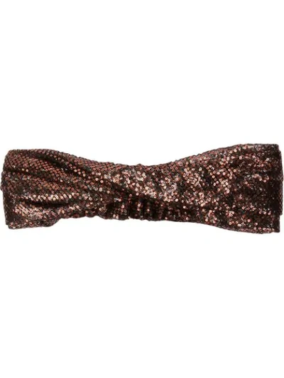 MAISON MICHEL SEQUIN EMBELLISHED HEADBAND - 橘色