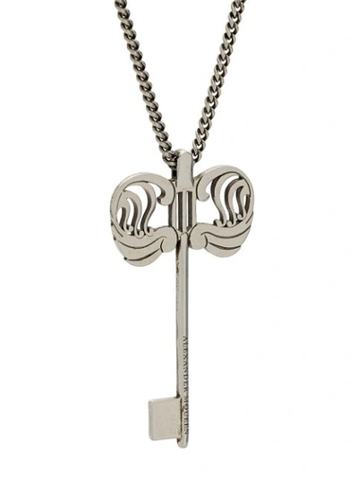 Shop Alexander Mcqueen Key Pendant Necklace In Silver