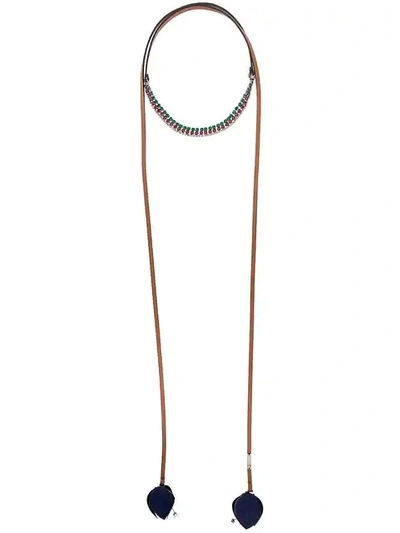 Shop Marni Floral Strings Necklace In Brown