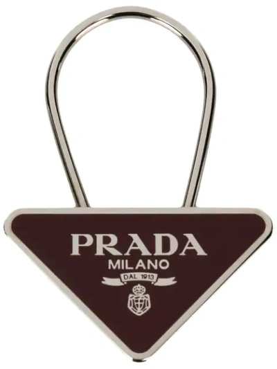 Shop Prada Schlüsselanhänger Mit Logo In Metallic