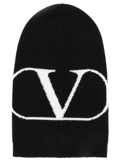 Shop Valentino Vlogo Beanie In Black