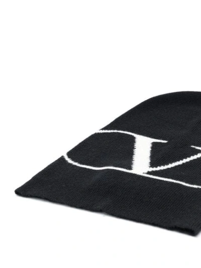 Shop Valentino Vlogo Beanie In Black