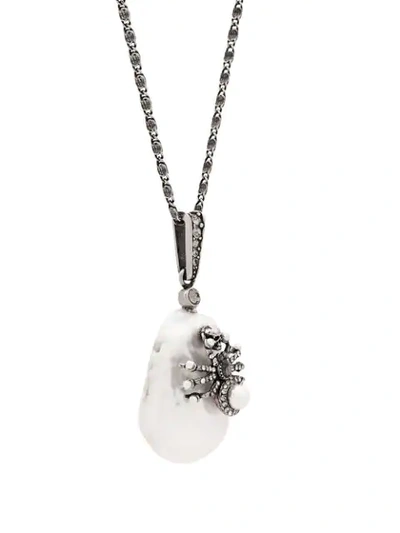 Shop Alexander Mcqueen Spider Pendant Necklace In Silver