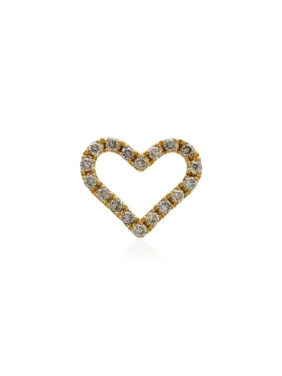 Shop Rosa De La Cruz 18k Yellow Gold Diamond Heart Stud Earring