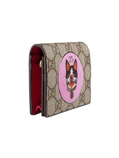 Shop Gucci Gg Supreme Card Case With Bosco Patch In Brown