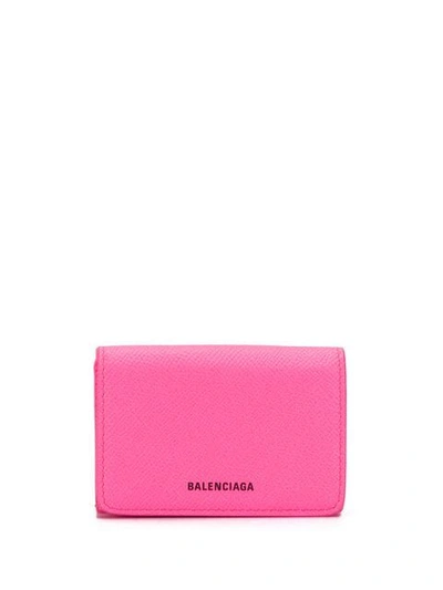 Shop Balenciaga Ville Mini Wallet In 5660 Pink Fluo