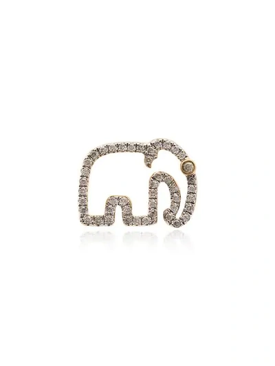 Shop Yvonne Léon 18kt 'elephant' Goldohrring Mit Diamanten In Gold ,white