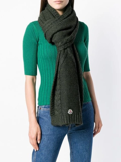 Shop Moncler Wool Scarf In Green