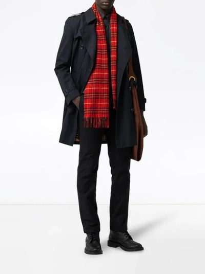 Shop Burberry Vintage Check Scarf In Red
