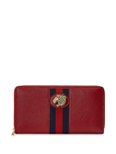 Shop Gucci Rajah Zip Around Wallet In Red