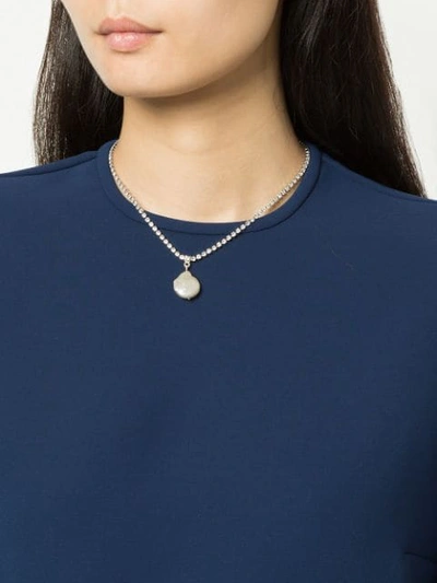 Shop Le Chic Radical Moon Necklace In Metallic