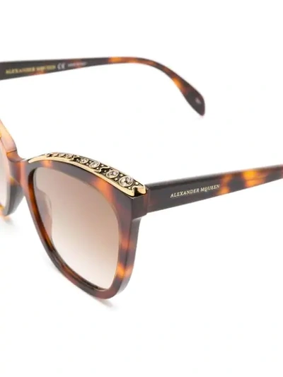 Shop Alexander Mcqueen Embellished Sunglasses In Brown