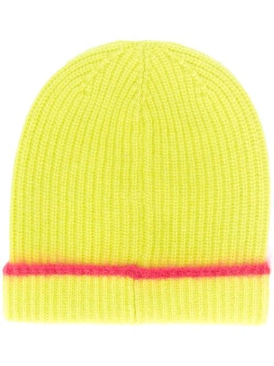 Shop Marni Ribbed Knit Beanie In Green