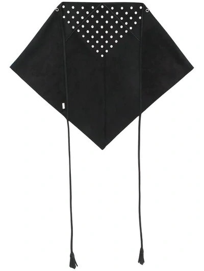 SAINT LAURENT EYELET TRIANGULAR SCARF - 黑色