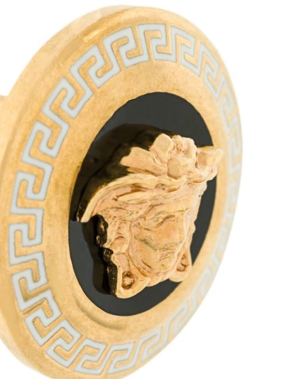 Shop Versace Enamelled Medusa Earrings In Metallic