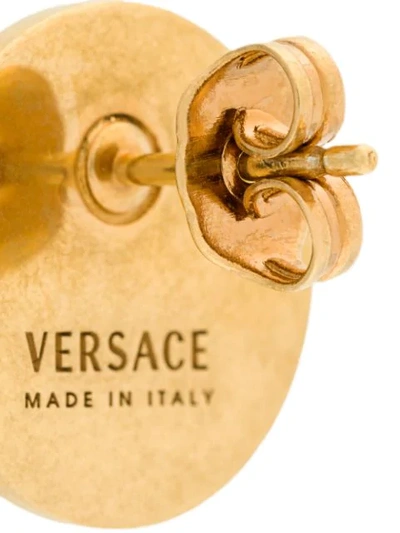 Shop Versace Enamelled Medusa Earrings In Metallic