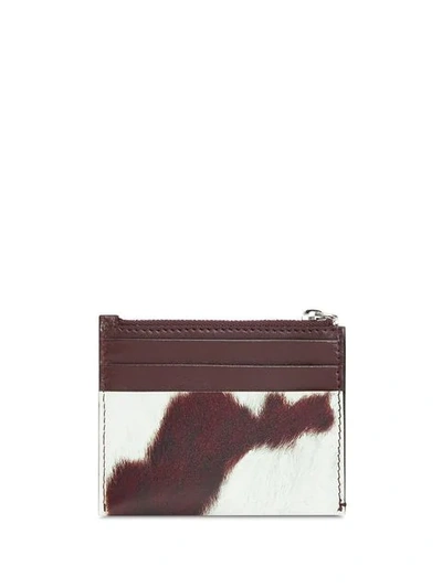 Shop Burberry Cow Print Leather Zip Card Case In Brown