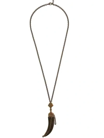 Shop Saint Laurent Logo-embossed Dagger Pendant Necklace In Metallic