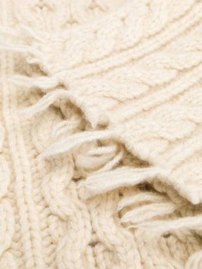 Shop Alanui Cable-knit Fringed Scarf In White