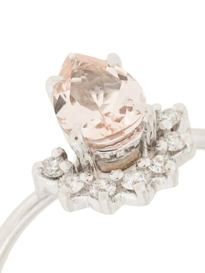 Shop Natalie Marie 14kt White Gold Morganite And Diamond Ring In Pink