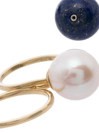 Shop Asherali Knopfer Daliagreen 18k Gold Mix And Match Pearl And Lapis Ring