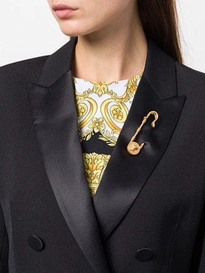 Versace Gold Oversized Safety Pin Brooch | ModeSens