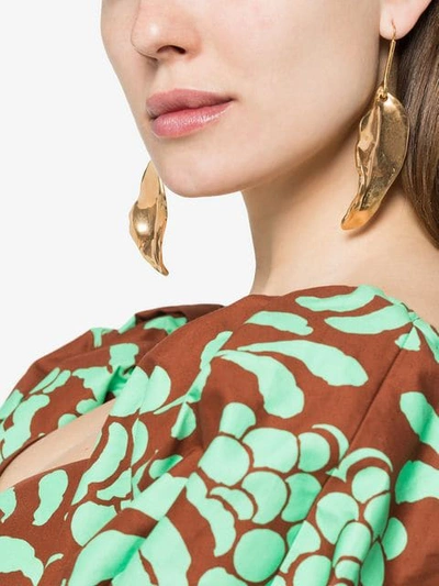 Shop Marni Leaf Shape Earrings In Gold