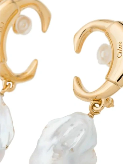 Shop Chloé Gold-tone Pearl Drop Earrings In 105 Gold