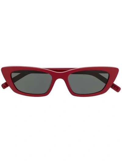 Shop Saint Laurent Slim-shape Sunglasses In 003 Red Red Grey