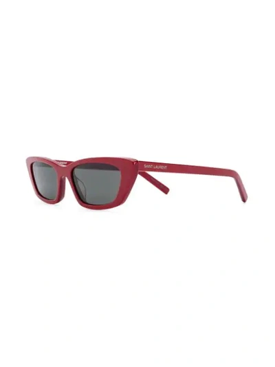 Shop Saint Laurent Slim-shape Sunglasses In 003 Red Red Grey