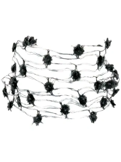 PRADA 绒球针织项圈 - 黑色