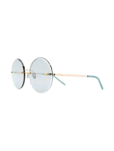 Shop Pomellato Eyewear Crystal Embellished Round Sunglasses In Blue