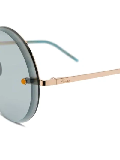 Shop Pomellato Eyewear Crystal Embellished Round Sunglasses In Blue
