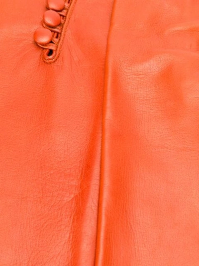 Shop Dsquared2 Calf Leather Long Gloves In Orange