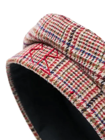 Shop Ruslan Baginskiy Red Logo-embroidered Checked-wool Beret - Multicoloured