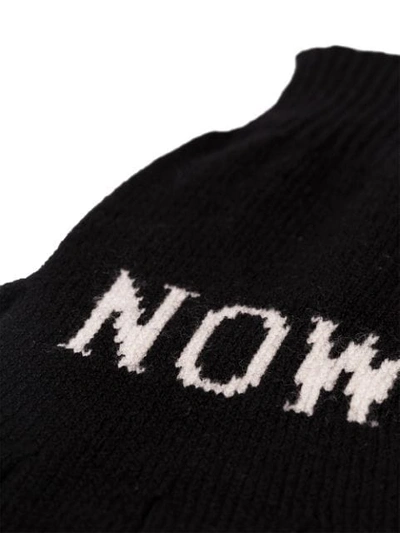 Shop Moncler Intarsia Knit Logo Gloves In 999 Black