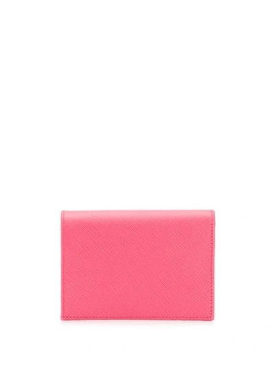 Shop Prada Logo Plaque Wallet In Pink