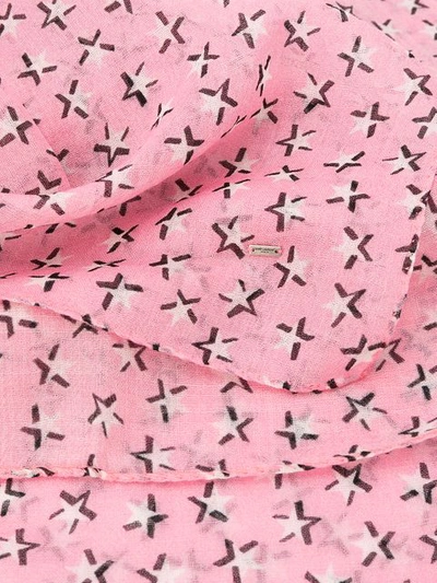 Shop Saint Laurent Star Print Scarf In Pink