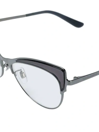 Shop Dolce & Gabbana Wingtip Glasses In Grey