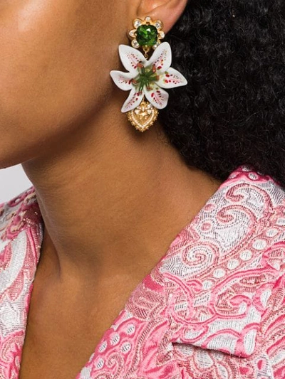 Shop Dolce & Gabbana Floral Earrings - White