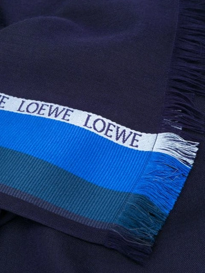 Shop Loewe Logo Stripe Scarf In Blue