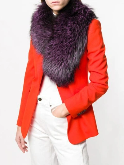Shop Mr & Mrs Italy Fox Fur Collar In Purple