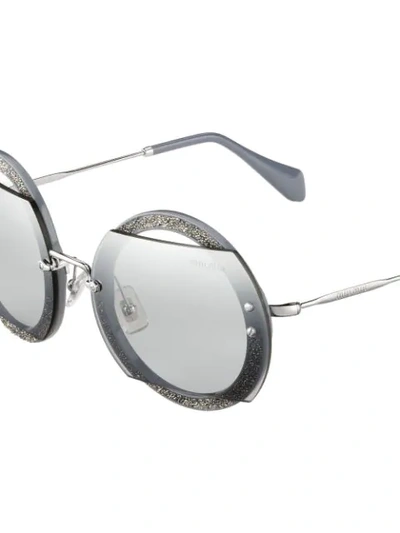 Shop Miu Miu Reveal Glitter Sunglasses In Grey